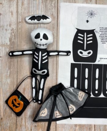 Kostlivec Hubert - Halloween - látkový panel se strašidelnou vadou